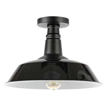 Camila 14" Classic Industrial Indoor/Outdoor Iron LED Semi Flush Mount